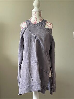 Anthropologie Off-the-Shoulder Pullover Sweater in Dusty Lavender